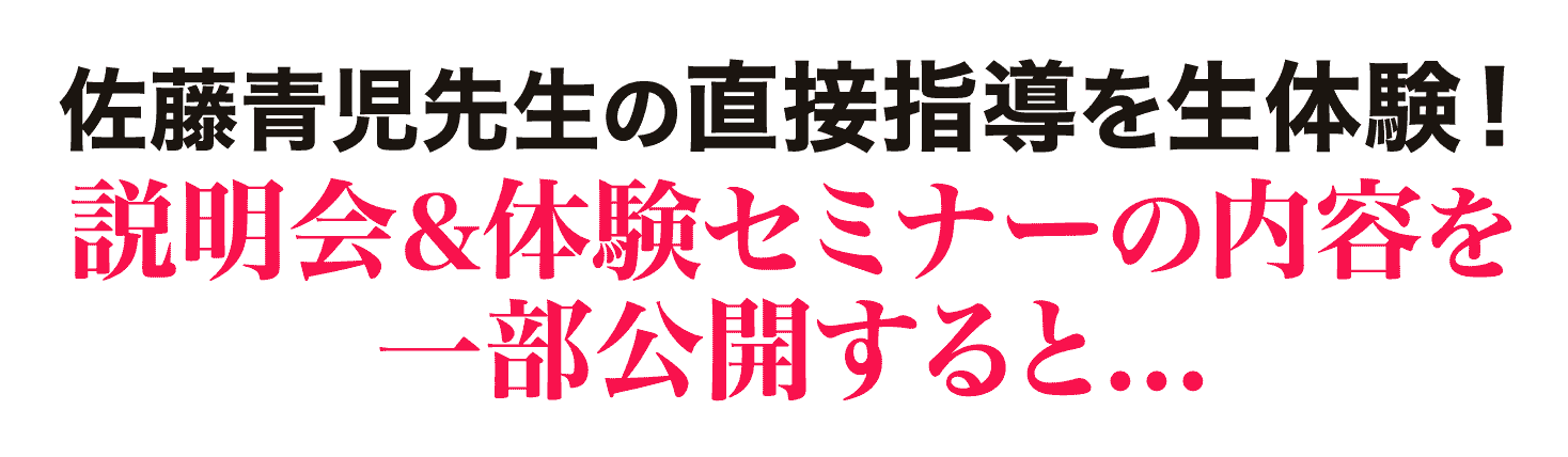 佐藤青児先生の直接指導を生体験！
