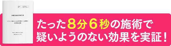 たった８分６秒の施術で疑いようのない効果を実証！